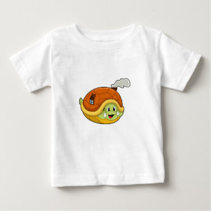 T-shirt Pour Bébé Tortue avec coquille comme maison
