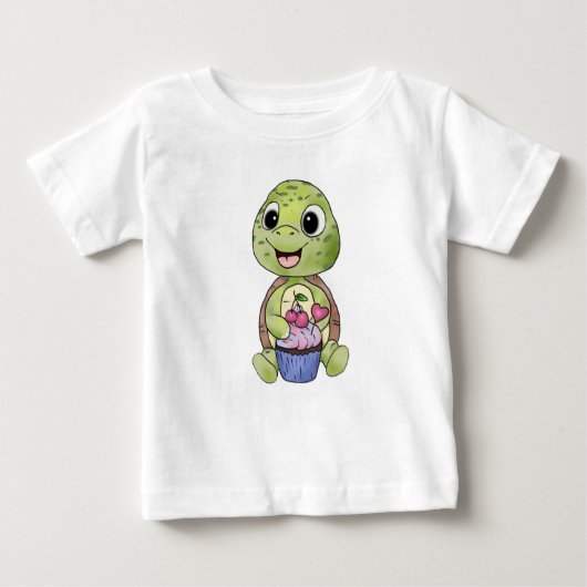 T-shirt Pour Bébé Tortue avec muffine (Devant)