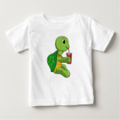 T-shirt Pour Bébé Tortue avec tasse à boire avec paille (Devant)