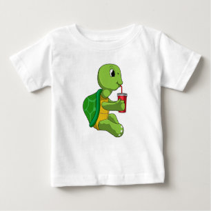 T-shirt Pour Bébé Tortue avec tasse à boire avec paille