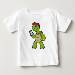 T-shirt Pour Bébé Tortue avec téléphone et Casquette