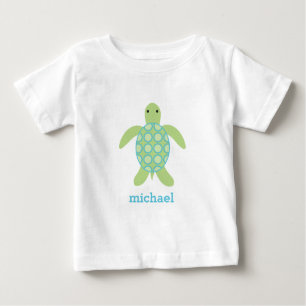 T-shirt Pour Bébé Tortue Bébé Vert et Bleu doux