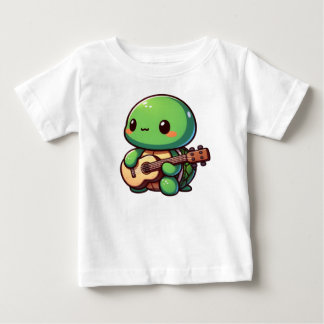 T-shirt Pour Bébé Tortue Chibi Jouer de la guitare