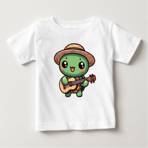 T-shirt Pour Bébé Tortue Chibi Jouer de la guitare