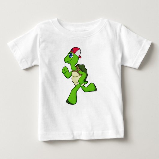 T-shirt Pour Bébé Tortue comme coureur avec Casquette (Devant)