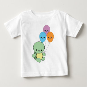T-shirt Pour Bébé Tortue de bébé avec des ballons de kawaii