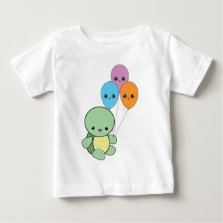 T-shirt Pour Bébé Tortue de bébé avec des ballons de kawaii