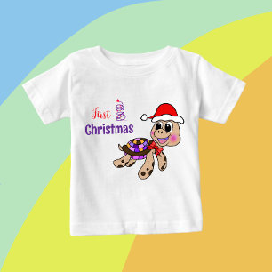 T-shirt Pour Bébé Tortue de Noël