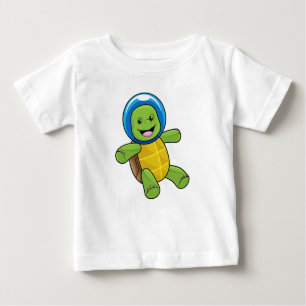 T-shirt Pour Bébé Tortue en astronaute avec boule de verre