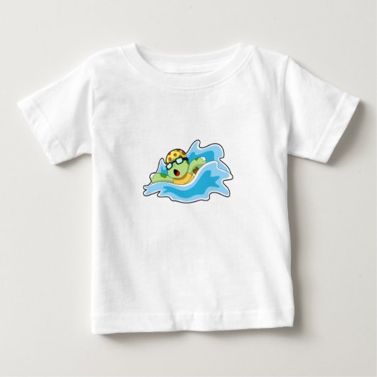 T-shirt Pour Bébé Tortue en nage dans l'eau (Devant)