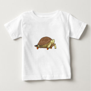 T-shirt Pour Bébé Tortue en patinage avec skateboard