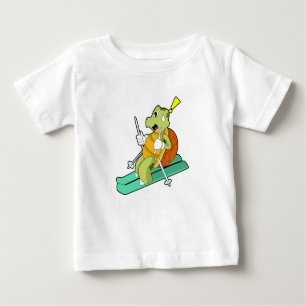 T-shirt Pour Bébé Tortue en ski avec ski