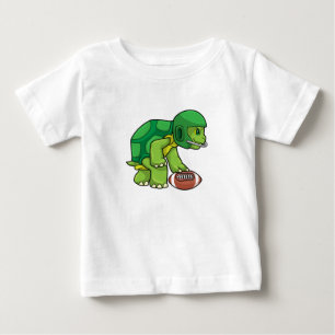 T-shirt Pour Bébé Tortue en sport avec football et casque