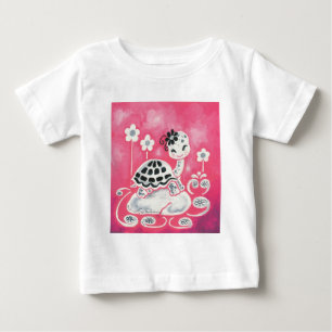 T-shirt Pour Bébé Tortue Fille Mignonne Avec Fleurs Et Fils