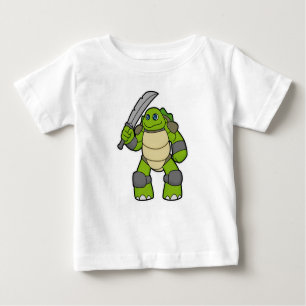 T-shirt Pour Bébé Tortue guerrière avec épée