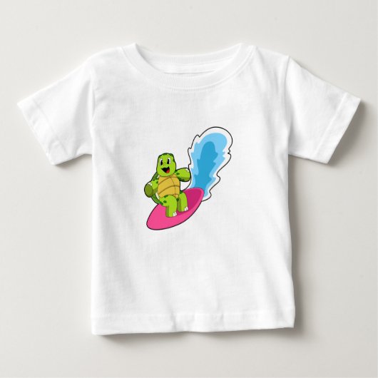 T-shirt Pour Bébé Tortue surfeur avec Surfer (Devant)