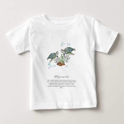 T-shirt Pour Bébé TORTUES MARITIMES Personnalisées (Devant)