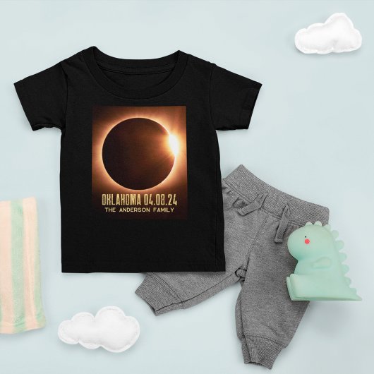 T-shirt Pour Bébé Total Solaire Eclipse Oklahoma 2024 Personnalisé