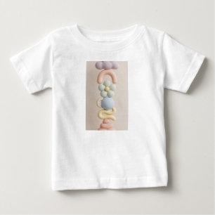 T-shirt Pour Bébé Totem en argile 3D pastel avec nuage de fleurs et