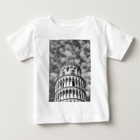 T-shirt Pour Bébé Tour blanche noire de Pise Italie (Devant)