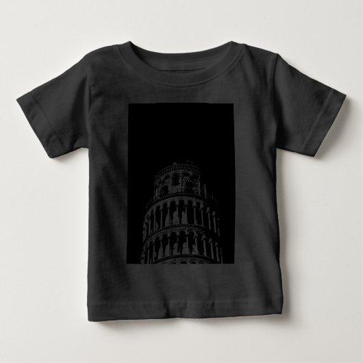 T-shirt Pour Bébé Tour blanche noire de Pise Italie (Devant)