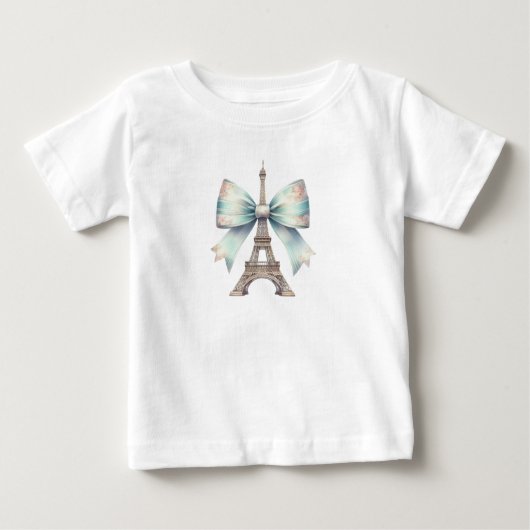 T-shirt Pour Bébé Tour Eiffel & Bow (Devant)