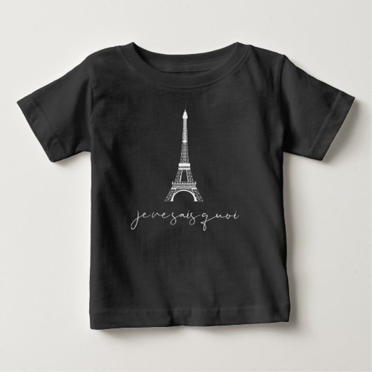 T-shirt Pour Bébé Tour Eiffel Je Ne Sais Quoi Mignon Noir (Devant)