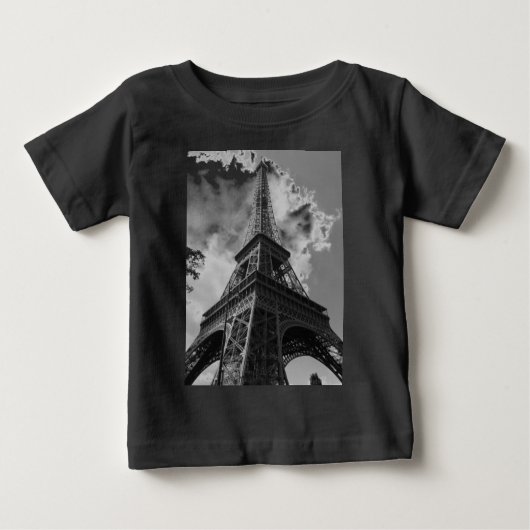 T-shirt Pour Bébé Tour Eiffel noir et blanc à Paris (Devant)