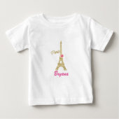 T-shirt Pour Bébé Tour Eiffel Paris & Rose en or (Devant)