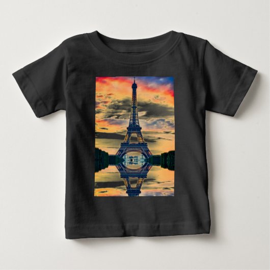 T-shirt Pour Bébé Tour Eiffel Paris Soirée européenne (Devant)