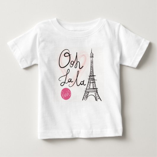T-shirt Pour Bébé Tour Eiffel tiré par la main (Devant)