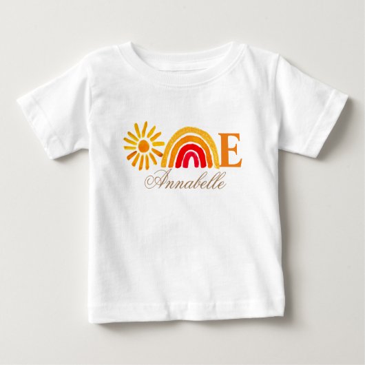 T-shirt Pour Bébé Tournesol 1er Anniversaire Aquarelle Jaune Soleil (Devant)