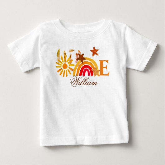 T-shirt Pour Bébé Tournesol 1er Anniversaire Aquarelle Jaune Soleil (Devant)
