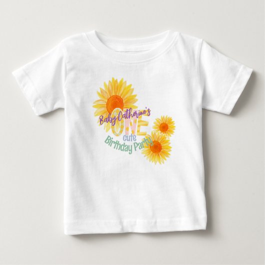 T-shirt Pour Bébé Tournesol mignon Premier anniversaire (Devant)