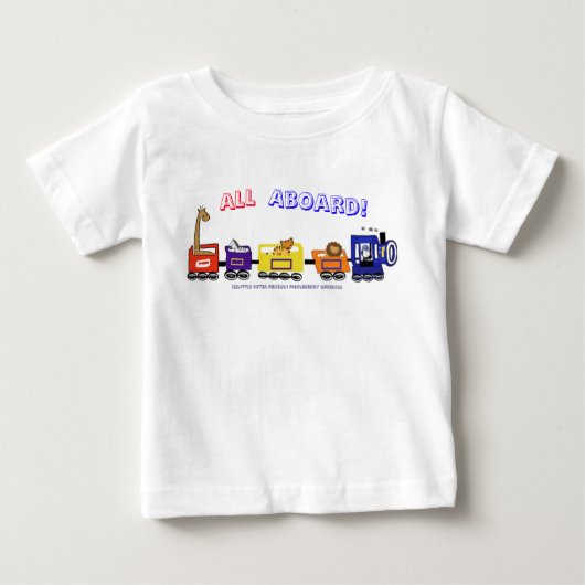 T-shirt Pour Bébé Tous à bord du train d'amusement ! (Devant)