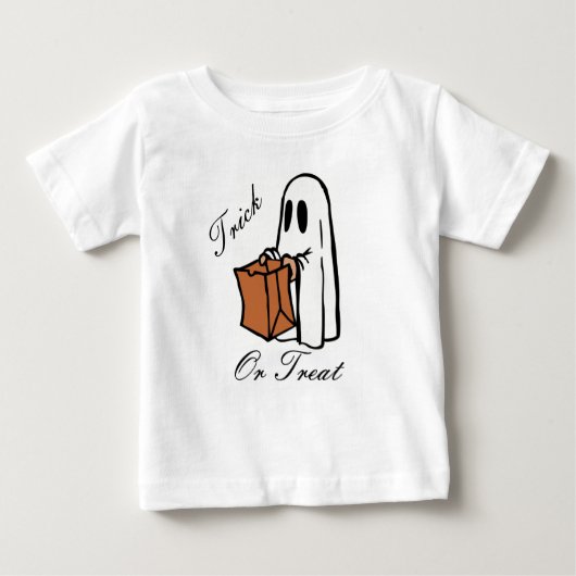 T-shirt Pour Bébé Tracer Ou Traiter Le Fantôme D'Halloween (Devant)