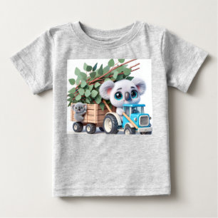 T-shirt Pour Bébé Tracteur bleu clair avec Koala