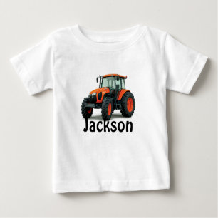 T-shirt Pour Bébé Tracteur orange personnalisé