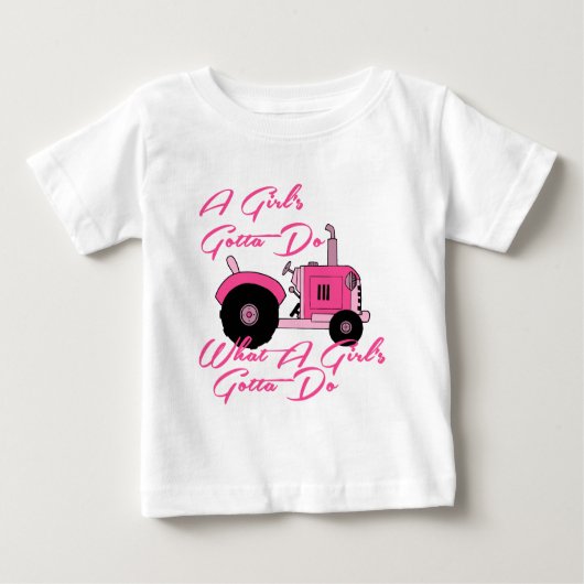 T-shirt Pour Bébé Tracteur pour filles roses (Devant)
