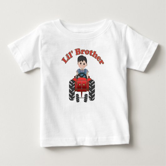 T-shirt Pour Bébé Tracteur rouge Little Brother (Devant)