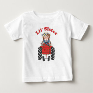 T-shirt Pour Bébé Tracteur rouge Little Sister