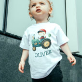 T-shirt Pour Bébé Tracteur vert mignon personnalisé pour garçons