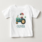 T-shirt Pour Bébé Tracteur vert mignon pour garçons Personnalisé (Devant)