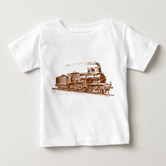 T-shirt Pour Bébé Train 03 - Brown de noix (Devant)