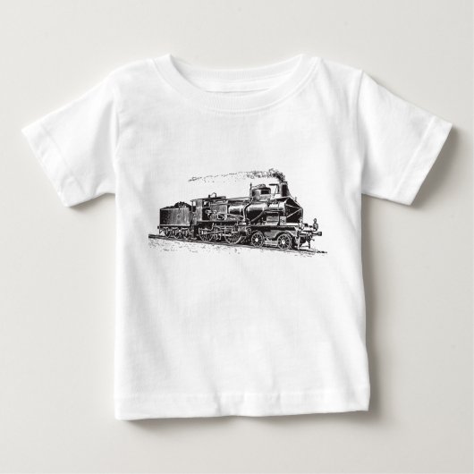 T-shirt Pour Bébé Train 03 - Noir (Devant)