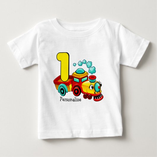 T-shirt Pour Bébé Train 1er anniversaire personnalisé (Devant)