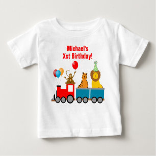 T-shirt Pour Bébé Train animal de lion d'anniversaire de garçon de