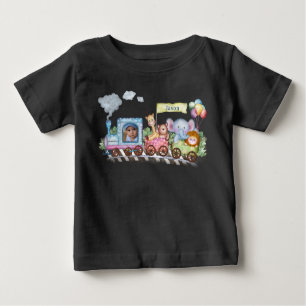 T-shirt Pour Bébé Train aquarelle mignon