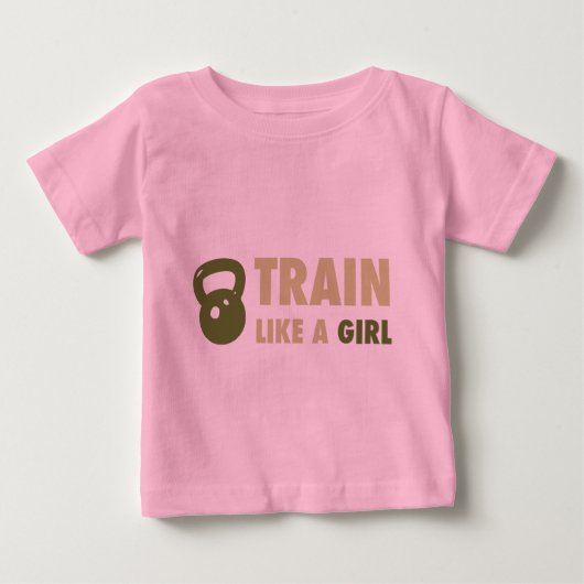 T-shirt Pour Bébé Train Comme Une Fille Avec Kettlebell (Devant)