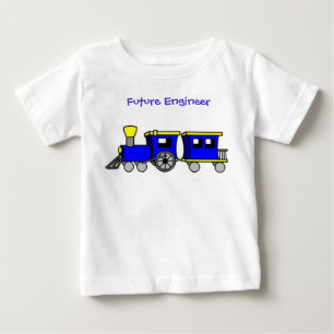 T-shirt Pour Bébé train et caboose-blue, futur ingénieur
